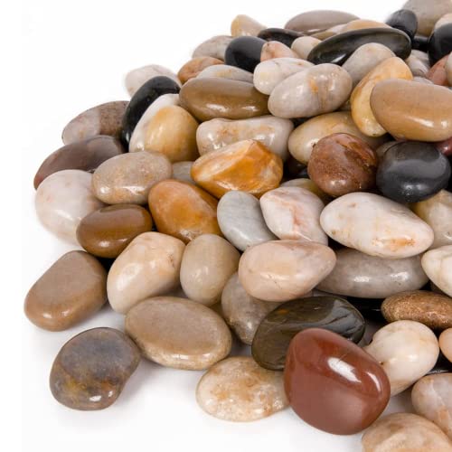 15-lb Natural River Rocks for Landscaping, Decorative Rocks for Potted Plants and Aquariums, Polished River Stones for Indoor & Outdoor Decor, 1 to 1 3/4 Inches - size: 15lb
