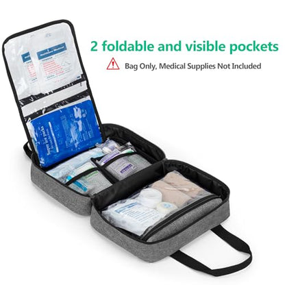 CURMIO Empty First Aid Kits Case, Portable Emergency Kit Organizer, Gray - color: Gray
