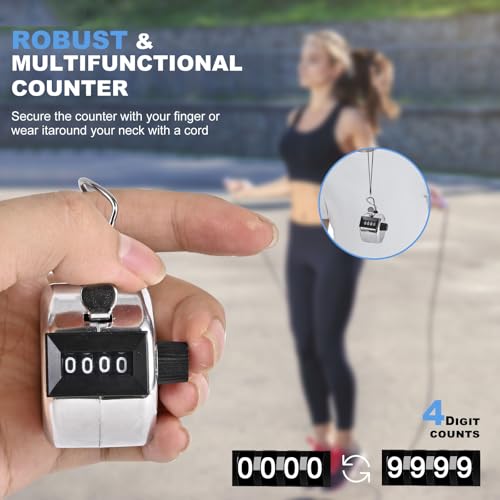 TESEAS Clicker Counter Handheld Tally Counter 4-Digit Number Counter, 2 Pack Hand Mechanical Counters Clickers Pitch Umpire Click Counter for Coaching, Knitting, People, Lap, Fishing, Golf, - color: 12pc