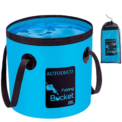 5 Gallon Collapsible Bucket Water Container Portable Wash Basin for Fishing Camping Car Washing Hiking 20L - color: Blue