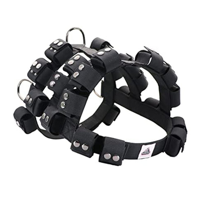 Weighted Tactical Dog Vest, No Pull Harness Symmetric Weight Pockets for Muscle & Weight Loss, Fit Pitbull GSD Husky, Heavy Nylon Service Harness Black - size: Dog's Waist 26.5"-32.5" | VEST ONLY