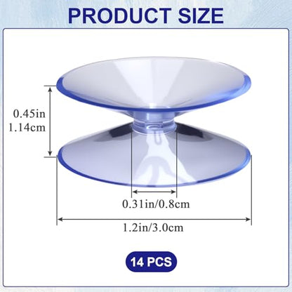 14 Pack Clear Double Sided Suction Cups, 1.2in PVC Small Suction Cups Sucker Pads, Window Sucker Pads Spacers for Glass Furniture Table Mirrors Bathroom