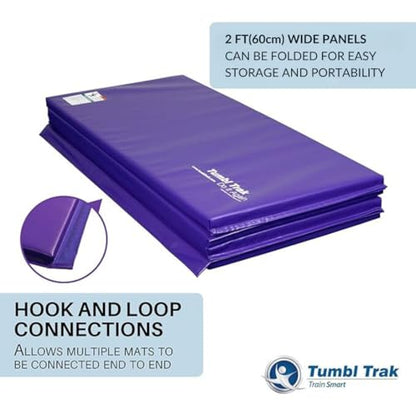 Tumbl Trak Gymnastics Folding Tumbling Panel Mat - color: Purple, size: 4'x6'x1.38"