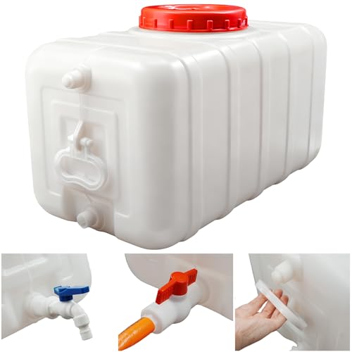13Gallon/50L Water Storage Tank, Portable Water Tank for Outdoor Camping, Farms and Gardens, Rectangular Translucent White