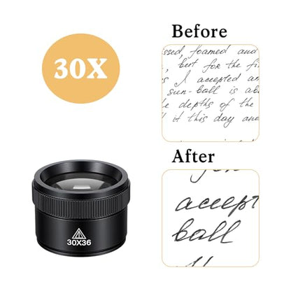 Magnifying Glass Professional Jewelry Loupe 30X Portable Pocket Reading Magnifier Magnifier Optics Loupes Loop Microscope Magnifying Glass Lens Mini Desk Magnifiers for Jeweler Stamps Maps Antique