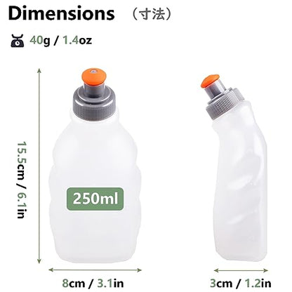 JEELAD BPA-Free Leak-Proof TPU Running Water Bottles for Hydration Pack Vest - Ideal for Running Hiking Cycling - color: 02 250ml(8.5oz) - 2 Pcs