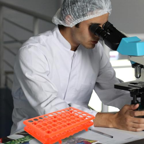LIFKOME 50-Hole Rack with Silicone Gasket 18mm Laboratory Plastic Test Holder for Storage and Lab Organization