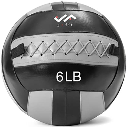 JFit Wall Ball – Premium Soft Weighted Exercise Ball for Strength, Conditioning, Gym & Home Workouts, 4-30 LB - color: Gray/Black, style: 6-Pound