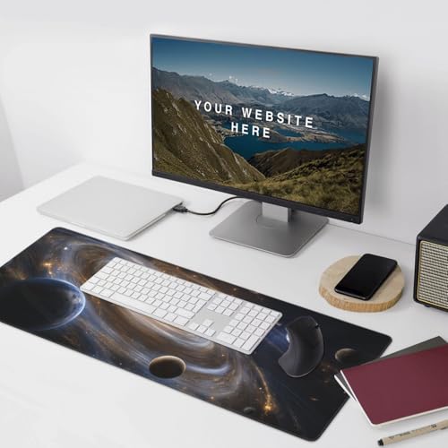 XXL Gaming Mouse Pad 35.4 x 15.7 Inch, Large Extended Desk Mousepad with Galaxy Space Design, Water-Resistant Surface & Stitched Edges, Non-Slip Rubber Base Desk Mat for Gaming, Office & Home - color: Galaxy Space