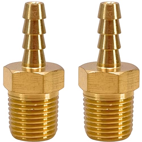 2pcs Brass Hose Fitting 1/8" Barb x 1/8" NPT Male Adapter Barbed by CX WONDERLAND