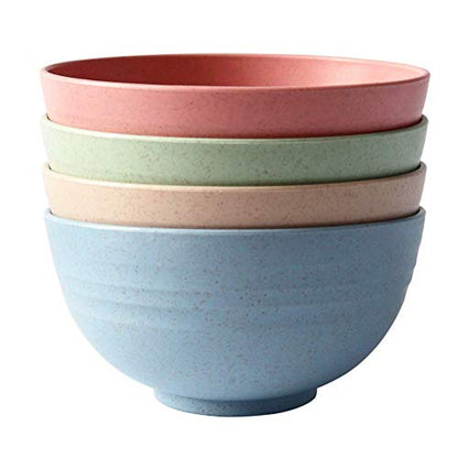 Lightweight & Unbreakable Wheat Straw Bowl - Noodle Fruit Soup Bowl Rice Bowls Dishwasher Microwave Safe Cereal Bowl sets 4pcs