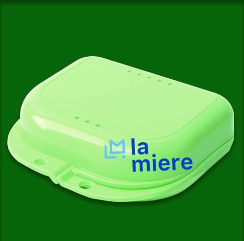 LA MIERE Orthodontic Retainer Case Dental Mouthguard Container with Vent Holes, Denture Holder Box Clear Aligner Case Slim, Spring - color: Spring