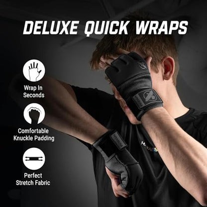 Hayabusa Deluxe Quick Wraps for Men and Women - Boxing & Martial Arts Hand Wraps - color: Black, size: Large