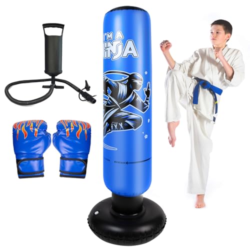 Onirii 66 Inch Kids Inflatable Punching Bag - color: Ninja Blue