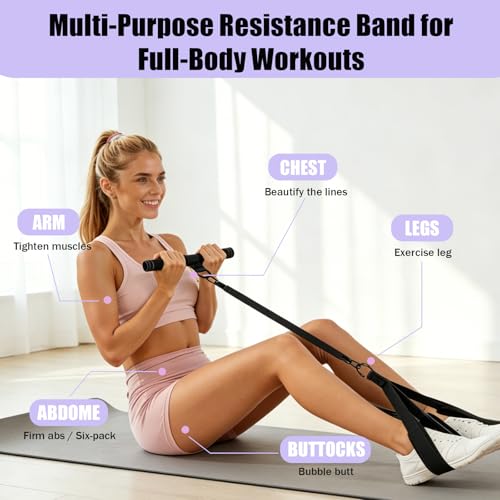 Pedal Resistance Band with Handle, 90Lbs Pedal Resistance Band - color: Black