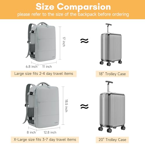 Taygeer Carry On Backpack, Womens Travel Backpack with Water Bottle Pocket | Laptop Mochila 15.6inch Flight Approved with Shoe Pouch, College Teacher Tote Bag for Business Travel Supplies, Grey - color: Elephantgray, size: Large
