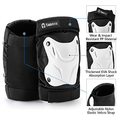 Tanden Skating Protective Gear Knee and Elbow Pads Wrist Guards for Roller Skating Skateboarding, Skate Pads Adult Knee Pads - color: White, size: Adult (14+ years)