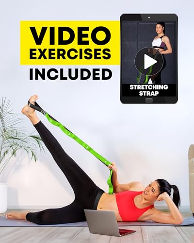 Stretching Strap with Loops, Non Elastic Stretch Band for Physical Therapy - color: Green