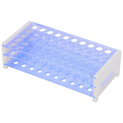 stonylab Test Tube Rack, 3-Tier Detachable Blue Plastic Holder Stand Rack, for Laboratory Scientific Experiments, 33/64 inch 50-Place - size: 33/64 inch