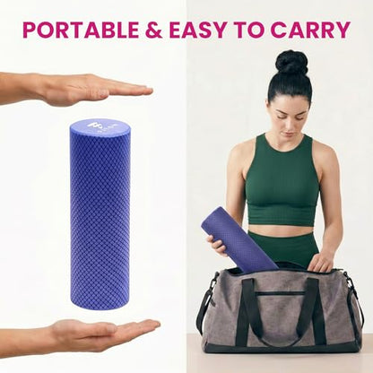 FitOn Travel Size Foam Roller for Muscle Recovery, Fitness & Home Exercise | High-Density EVA Foam With Textured Grip For Back, Neck And Leg Relief, Ideal For Workouts, Yoga, and Travel Use, Purple