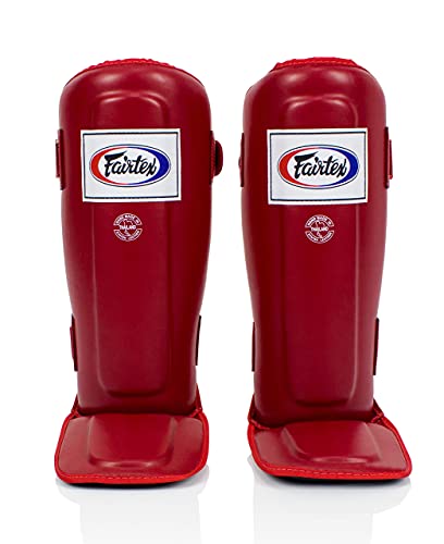 Fairtex SP3 Lightweight Shin Guards, Muay Thai MMA Avoid Shin Splints Gear - color: Red, size: Large
