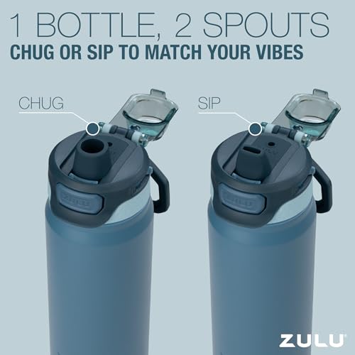 ZULU Powerfill Pro 40oz Stainless Steel Sip or Chug Water Bottle, Ash - color: Ash, style: 40oz