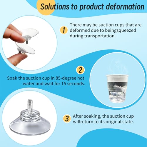 12 Pack 30mm/1.18'' Clear PVC Suction Cup Mounts with M4 Screw for Bathroom, Window, Car Shade (12pcs)