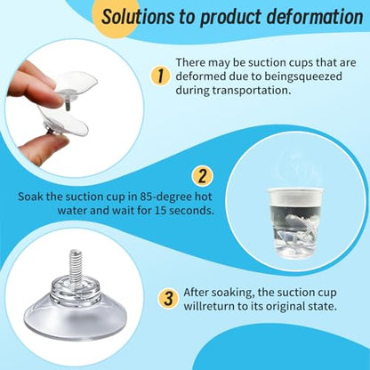 12 Pack 30mm/1.18'' Clear PVC Suction Cup Mounts with M4 Screw for Bathroom, Window, Car Shade (12pcs)