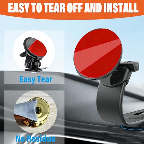 Adhesive Sticky Pads for Dash Cam, Heat Resistant Double-Sided Sticker Replacement for Suction Cup Car Mounts, Ensures Secure Hold for GPS with 4 Adhesion Promoter (4Pcs Round)