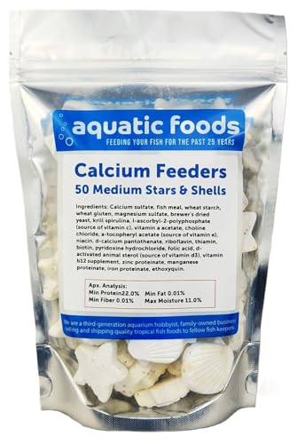 Medium Size Calcium Feeder Stars & Shells for Shrimp, Snails, Crabs, Crayfish, Hermit Crabs and All Tropical Fish…50 Count Bag - size: 50 Count (Pack of 1)