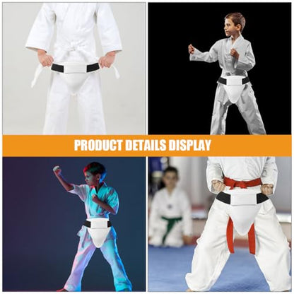 GARVALON Boxing Groin Protector Male Martial Arts Guard Adjustable Elastic Crotch Protector 2pcs Set with Hook Loop Closure for Taekwondo Sparring and Combat Training