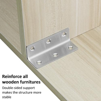 L Bracket, Heavy Duty Corner Brace, 20 Pack 3.2" Metal Shelf Bracket Angle Bracket for Shelves, Polished Silver Stainless Steel Braces for Wood Furniture - size: 3.2 Inch, style: Silver 20 Pack