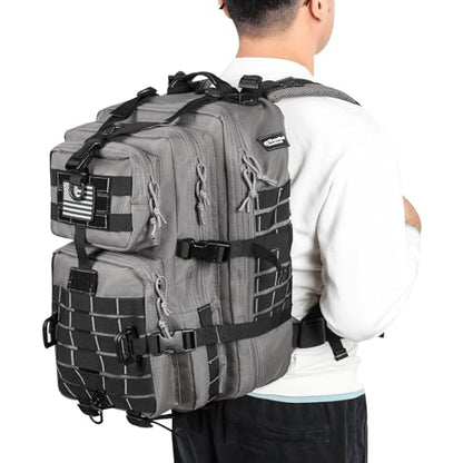 Hannibal Tactical MOLLE Assault Backpack, Tactical Backpack Military Army Camping Rucksack - color: Grey and Black