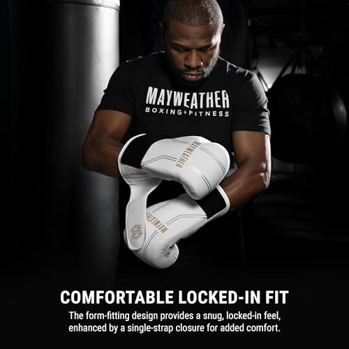 Hayabusa Mayweather Contender Boxing Gloves for Men and Women - color: White/Gold, size: 16oz
