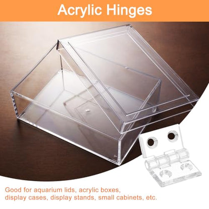 uxcell 4Pcs Acrylic Hinges, 1.2 x 1.38 Inch Hardware Folding Hinges with Mounting Hole Piano Hinges for Case Box Handicrafts, Clear