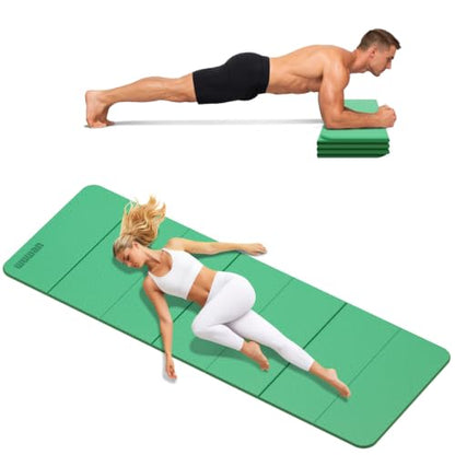 Yoga Mat Thick 10mm, Foldable Yoga Mat 75 x 26 x 0.4 Inches - color: Green