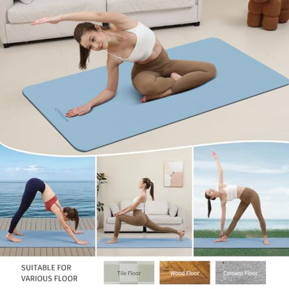 8mm Thick Yoga Mat Non Slip for Women Men - color: Blue-gray+Navy blue