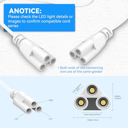 (4-Pack 6FT T5 T8 LED Shop Light Connecting Wire, Dual-Ended Linkable Cable Cords for LED Tube Light Fixture, Ceiling Lamp