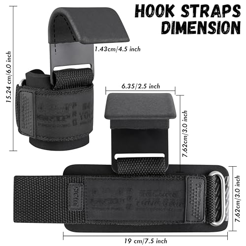 Weight Lifting Rod Hooks Heavy Duty Wrist Wraps Power Weight Lifting Training Gym Grips Straps Set of 2 - color: JJBlack, size: MEN-Wrist Size Large