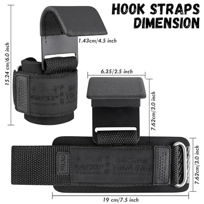 Weight Lifting Rod Hooks Heavy Duty Wrist Wraps Power Weight Lifting Training Gym Grips Straps Set of 2 - color: JJBlack, size: MEN-Wrist Size Large