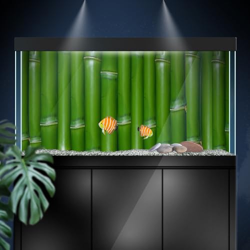 Aquarium Background Stickers - Bamboo Green Nodes Self-Adhesive Fish Tank Reptile Terrarium Decor Poster (45 x 30 cm / (17.7 x 11.8 inches)) - size: 45 x 30 cm / (17.7 x 11.8 inches)