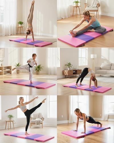 Garvee Gymnastics Mat, 6.2Ft 2-Inch Thick 4-Fold | Exercise Floor Mat for Home Gym, Portable Yoga Mat for Pilates, Aerobics, Martial Arts & Training - size: 6.2x2.6Ft 1.8-Inch