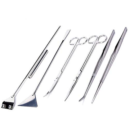 Aquarium Clean Tools Kits 6PCS Stainless Steel Tweezers Scissors Spatula Fish Starter Aquascape Tank Plants Sets - 38cm Tweezers