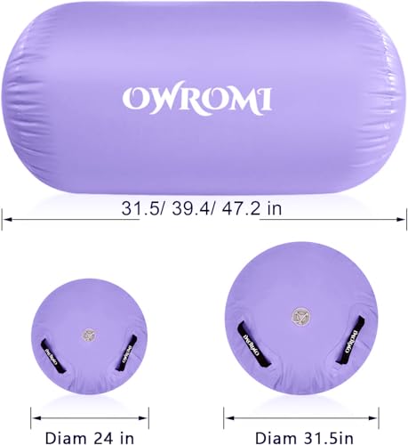 Inflatable Gymnastics Air Mat Tumble Track with Gymnastics Air Barrel - Inflatable Air Spot Tumbler Backbend Trainer Air Roller Tumbling Mat with Electric Pump - color: Light Purple - No Pump, size: 24 * 31.5in