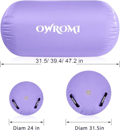 Inflatable Gymnastics Air Mat Tumble Track with Gymnastics Air Barrel - Inflatable Air Spot Tumbler Backbend Trainer Air Roller Tumbling Mat with Electric Pump - color: Light Purple - No Pump, size: 24 * 31.5in