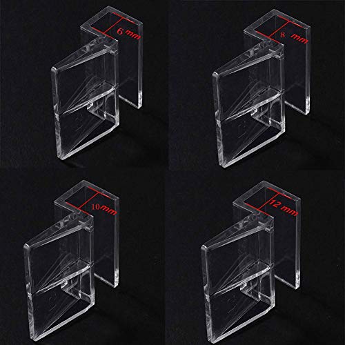 Ochine 4 PCS Aquarium Lid Clips, Transparent Aquarium Lid Clips, Clear Acrylic Fish Tank Lid Holder Aquarium Cover Support Clamps for Rimless Aquarium Glass Top, Fish Tank Cover, Aquarium Hoods