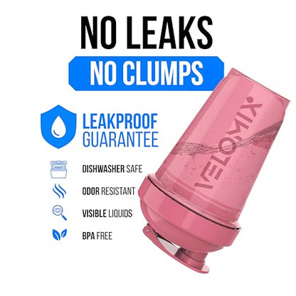VELOMIX 2 Pack 20oz Protein Shaker Bottle for Protein Mixes, Pink/Turquoise - color: A4) Pink / Turquoise