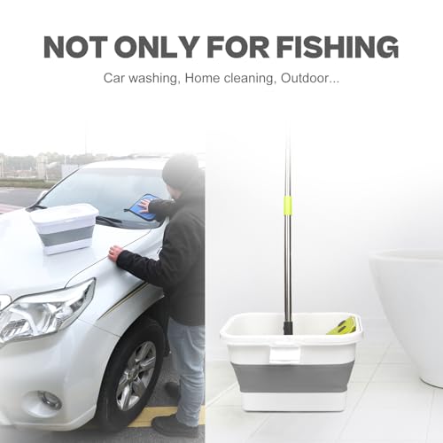 Live Bait or Fish Bucket with Aerator, 14 Quarts Multi-Function Collapsible Fishing Container Box with Rechargeable Air Pump - color: Bucket+Aerator