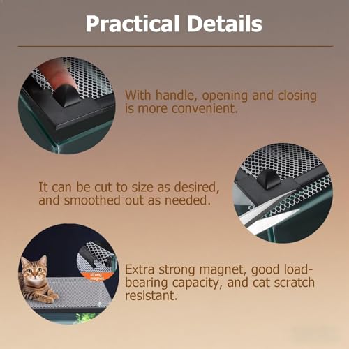 Magnetic Aquarium Anti-Jumping Mesh Net, Aquarium Lid Fish Tank Top Cover Hood Jump Cover, Adjustable DIY Mesh Lid of for Fish Tank - size: 20x20cm