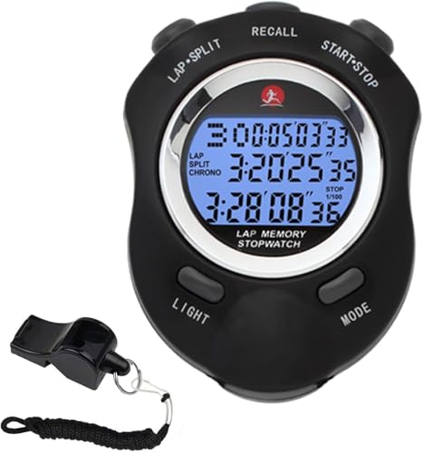 Stopwatch Timer, Digital Stop Watch with 0.01second & 0.001second Timing, Metal 10/100/400 Laps Memory, Rolilink Large dispaly Alarm Clock for Coach Sports Running Marathon - color: 10 Lap With Backlight